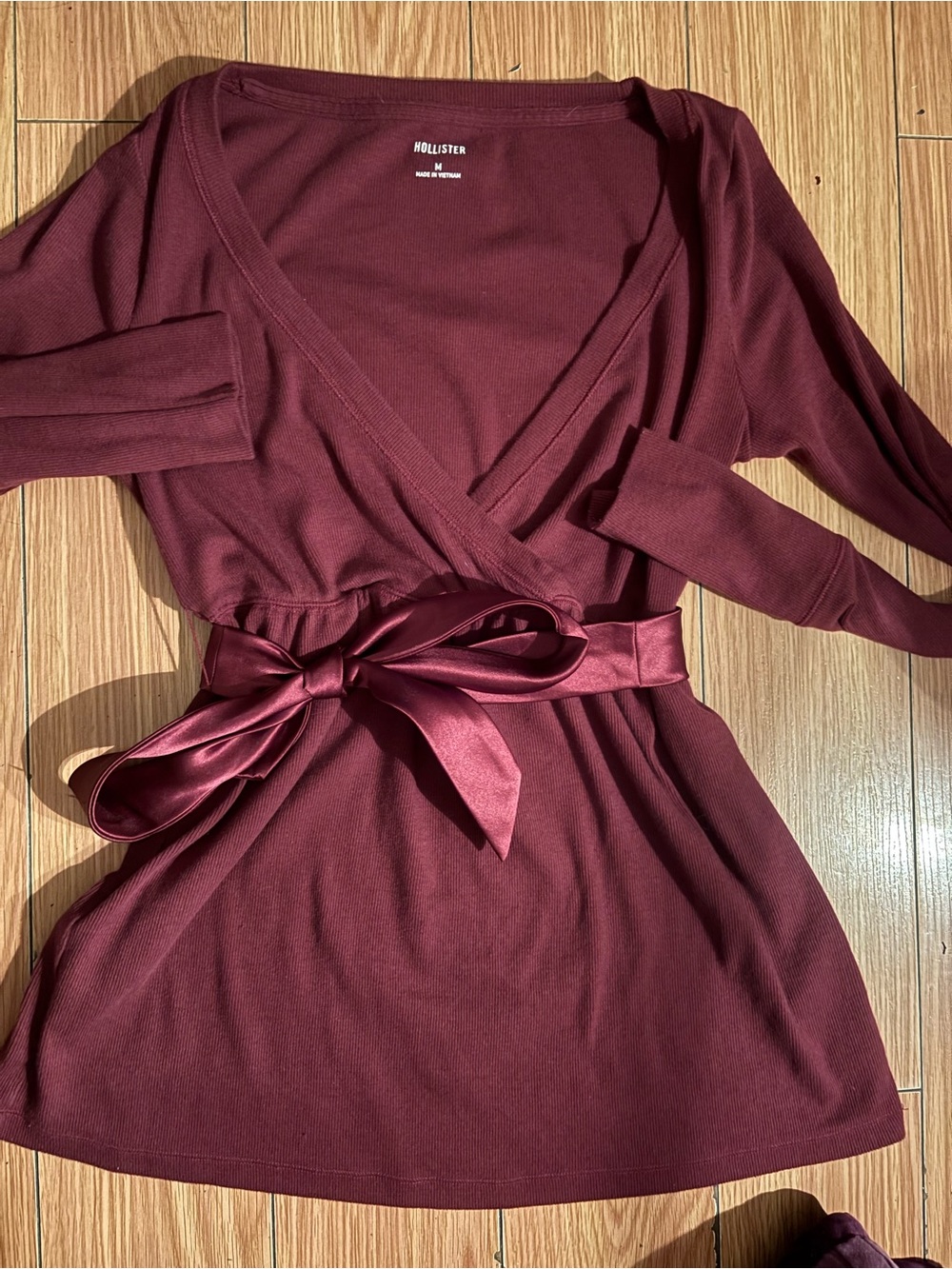 Hollister Satin-Tie Wrap Tunic in Burgundy